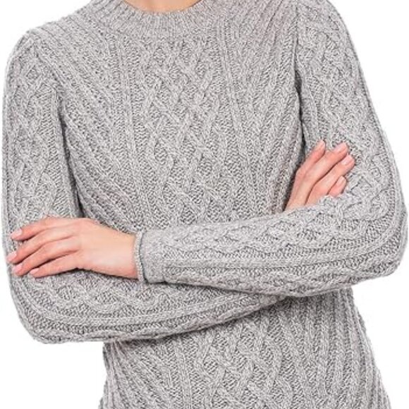 SAOL Grey Women Aran Tunic Sweater Women Sizes70% Acrylic/30% Wool $90 NWT - Picture 3 of 6